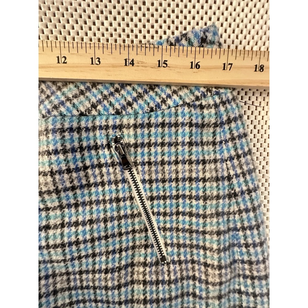 NEW Talbots Tweed Skirt Women Size 12P Plaid Zipper Accents Teal/black‎ Mini NWT - Picture 4 of 8